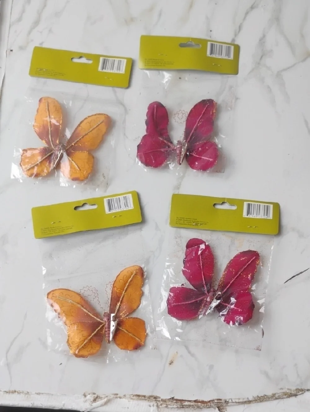Seasonal Glitter Butterfly Clips in Gold and Pink - Pack of 4